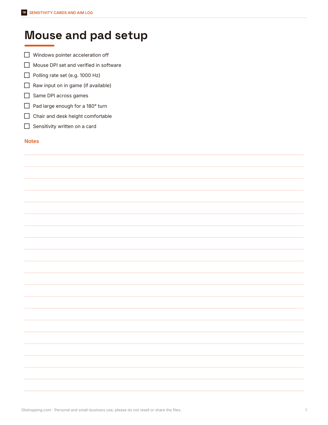 Preview of the first page of Setup checklist (PDF/DOCX)