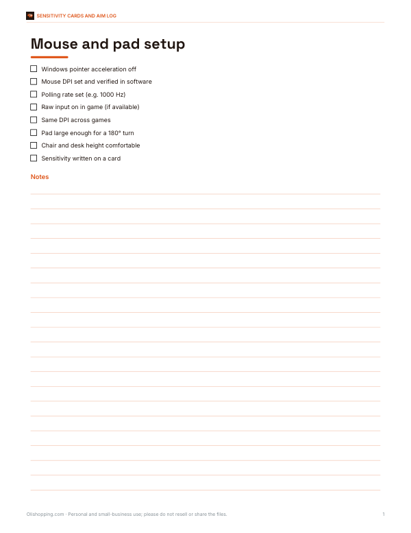 Preview of Printable Mouse and Pad Setup Checklist